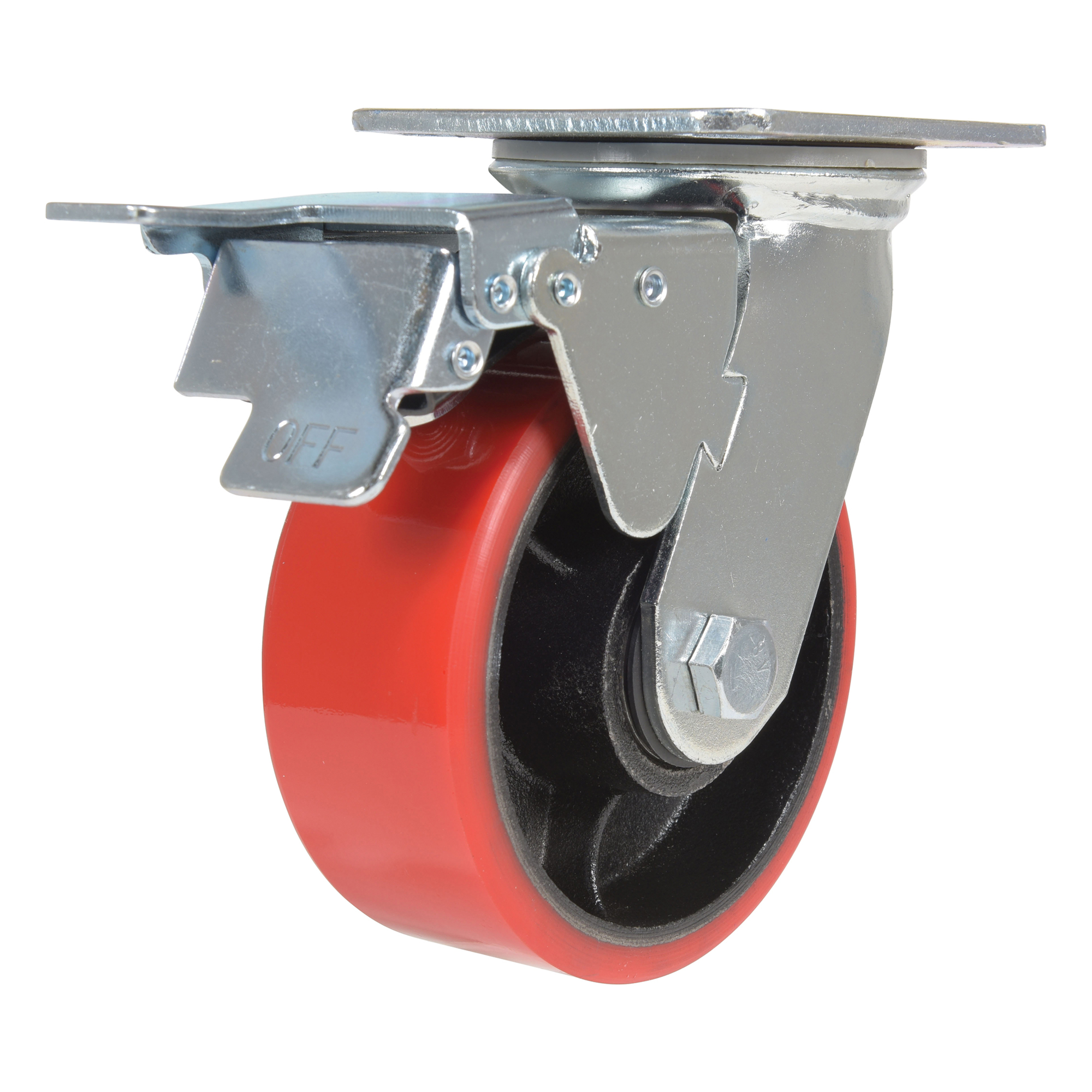 Vestil Polyurethane Swivel Caster with Total Brake - 5in. x 2in., 990-Lb. Capacity, Non-Marking, Model# CST-VE-5X2PU-SWTB